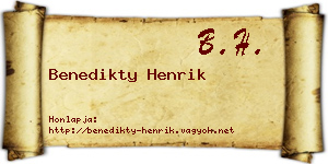 Benedikty Henrik névjegykártya